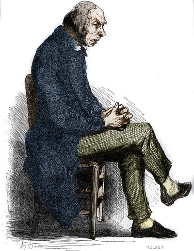 Fader Goriot. Gravyr i mitten av 1800-talet. Illustration till "The Father Goriot" av Honore de Balzac (1799-1850). av Unknown artist