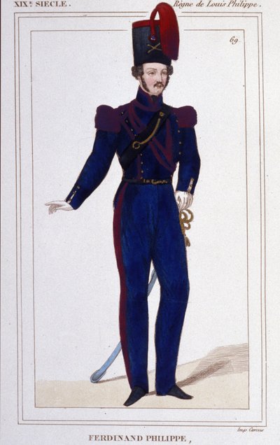 Ferdinand Philippe (Ferdinand-Philippe) Louis, hertig av Chartres, sedan hertig av Orléans (1810-1842). Fransk prins, son till kung Louis Philippe 1er (Louis-Philippe) av Frankrike. Gravyr från 1850 av Unknown artist