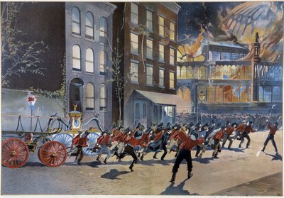 Brand- och brandmän i New York av Unknown artist