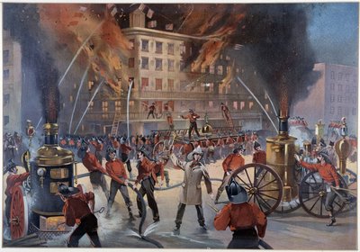 Brand- och brandmän i New York av Unknown artist