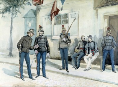 Brandmän framför deras baracker 1870 av Unknown artist