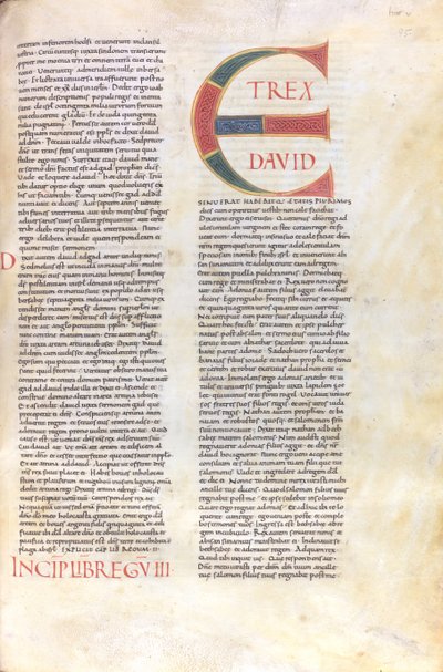 Första boken om kungarna. Capulet med namnet på kung David och tillkännagivandet av hans ålderdom av Unknown artist