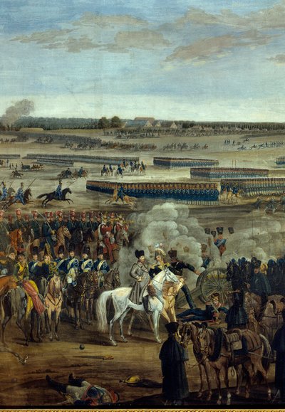 Första imperiet: Kejsar Napoleon I (1769-1821) (på den vita hästen) i slaget vid Leipzig (Nationernas slag), 16-19 oktober av Unknown artist