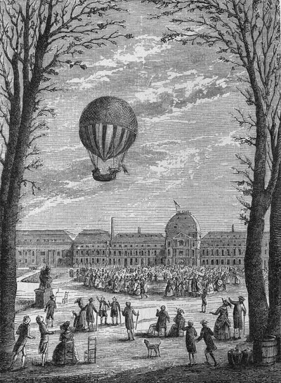 Första flygresan till en vätgasaerostat av Charles och Robert, 1 december av Unknown artist