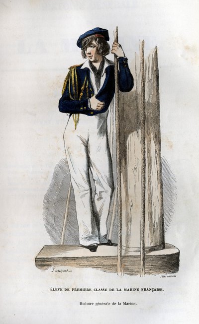 Första klass elev i den franska flottan. i "Histoire generale de la marine" under ledning av Mr. Van Tenac av Unknown artist