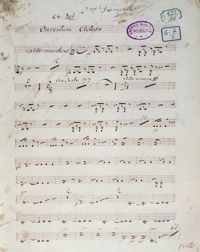 Första sidan av musikaliska partitur av "" Acteon"" engelsk opera comique av Daniel Francois Esprit Auber av Unknown artist