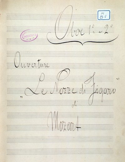 Första sidan av notblad för oboe av Le nozze di Figaro, opera av Mozart (1800-talet) av Unknown artist