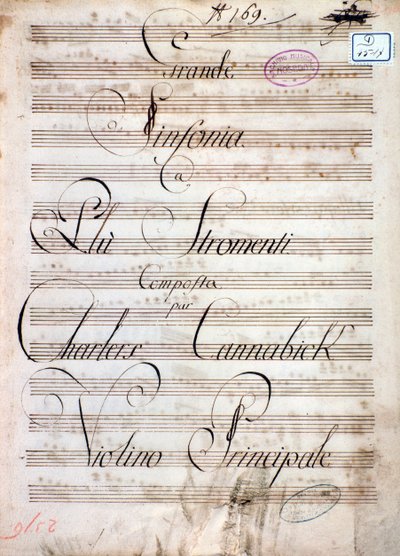 Första sidan av noterna till den stora symfonin (Op. 8) av Carl August Cannabich av Unknown artist