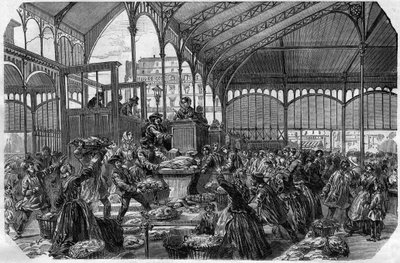 Fiskmarknad - Fiskmarknad i grossistledet i Paris 1870 av Unknown artist