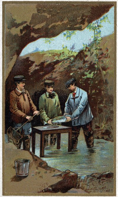 Fiskodling: konstgjord utläggning. Kromolitografi från slutet av 1800-talet av Unknown artist