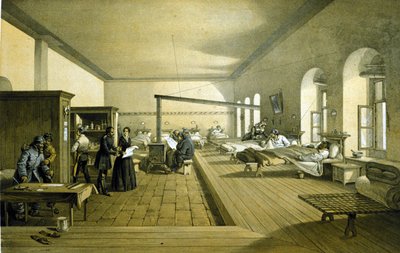 Florence Nightingale (1820 - 1910) på ett sjukhus i Scutari i Turkiet omkring 1855 av Unknown artist