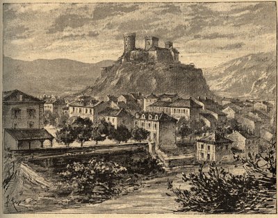 Foix - Ariege - Occitanie - gravyr i "" PATRIE" - PECTUREQUIREQUE BESKRIVNING AV FRANKRIKE I 6 VOLYER AV LUCIEN HUARD - slutet av 1800-talet av Unknown artist