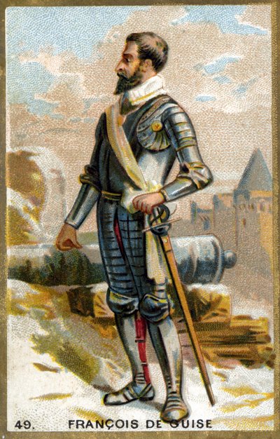 Francois de Guise (1519 - 1563). 1800-talets kromolitografi. av Unknown artist