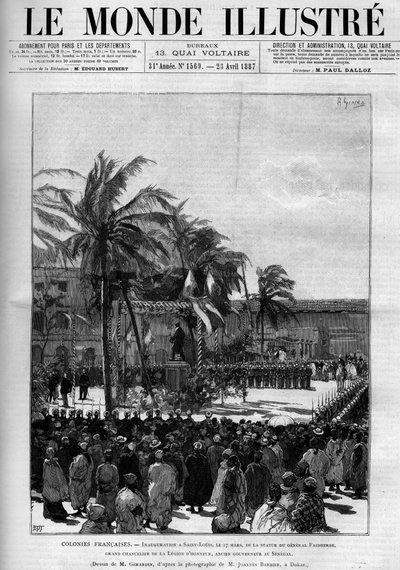 Franska kolonier: Invigning av statyn av general Faidherbe, storkansler för Hederslegionen, tidigare guvernör i Senegal, den 17 mars av Unknown artist