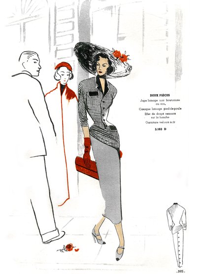 Franskt mode, design av tvådelade plagg. av Unknown artist