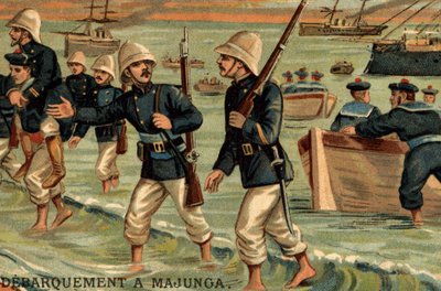 Franska trupper landsteg i Majunga på Madagaskar 1895 av Unknown artist