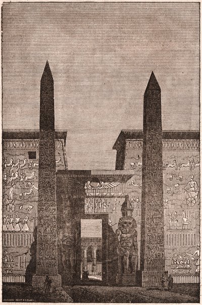 Framifrån av en rekonstruktion av Luxor Obelisks i Egypten av Unknown