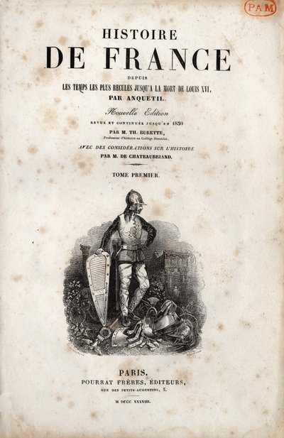 Frontispice av ""History of France"" av Anquetil. 1838. av Unknown artist