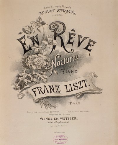 Frontispice av partituret "" En reve"" av Franz Liszt (1811-1886) 1800-talets Bologna, civico museo musicale av Unknown artist