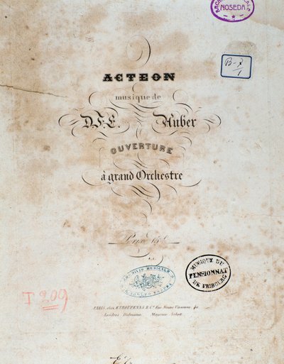 Frontispice av ""Acteon"" engelsk komisk opera av Daniel Francois Esprit Auber av Unknown artist
