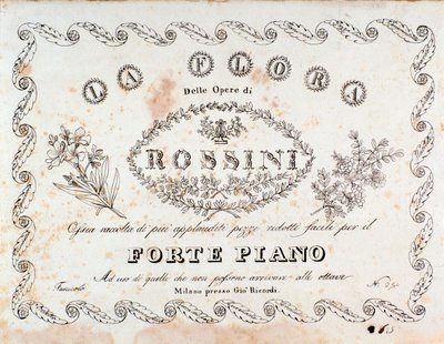 Frontispice av La flora kompendium av de mest berömda styckena (i fortepiano version) av Gioacchino Rossini av Unknown artist
