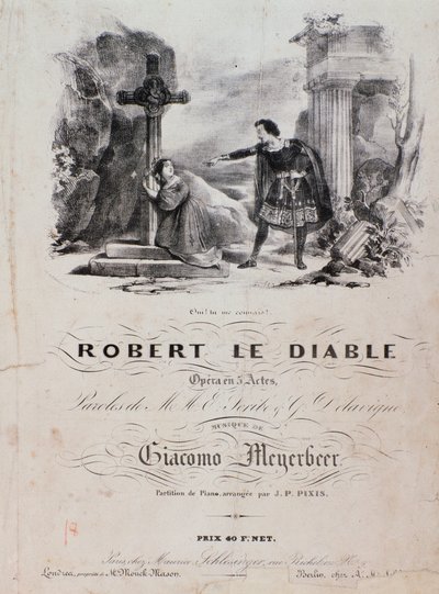 Frontispice av Robert le diable, opera av Meyerbeer (1800-talet) av Unknown artist