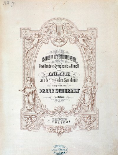 Frontispice av partitur av Unfinished symfoni av Franz Schubert av Unknown artist