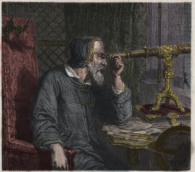Galileo Galilei och hans teleskop av Unknown artist