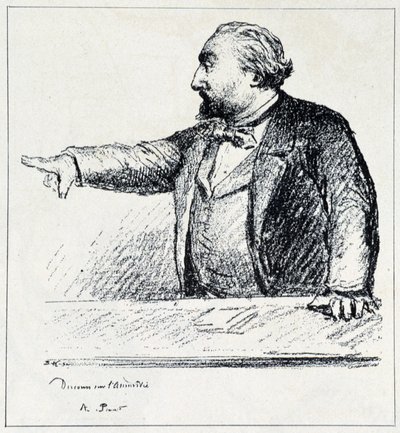 Gambetta håller sitt tal om Amnesty. av Unknown artist