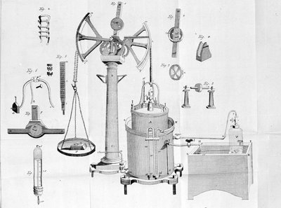 Gazometer of Lavoisier - i fysiska och kemiska broschyrer av Lavoisier av Unknown artist