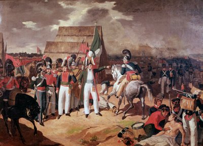 General Antonio Lopez de Santa Anna (1794-1876) mexikansk militär och politiker under striden mot spanjorerna i Tampico av Unknown artist
