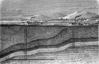 Geologisk del av en saltfyndighet i Stassfurt, Tyskland. I "" Les wonders de l