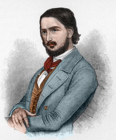 Georg Friedrich Rudolph Theodor Herwegh (1817-1875) tysk poet, revolutionär och översättare. av Unknown artist