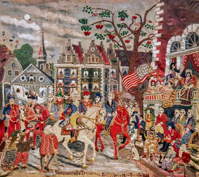 George Washington anländer triumferande till Federal Hall i New York City av Unknown artist