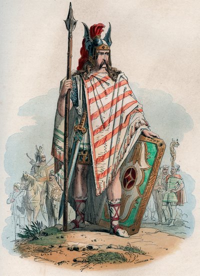 Germain chef (de tyska barbarerna). Gravyr från 1868 i "Histoire de Belgique från primitiv tid till slutet av Leopold I:s rege"" av Theodore Juste (1818-1888). Privat samling. av Unknown artist