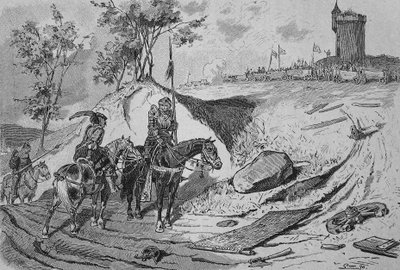 Tyska bondekriget (1524-1526): Böndernas vagnar i Koenigshofen, Tyskland av Unknown artist