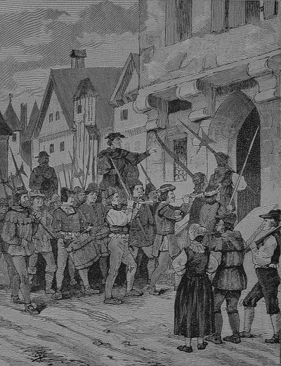 Tyska bondekriget (1524-1526): Orenbach, bönder, Rotenburg, Bayern, Tyskland av Unknown artist