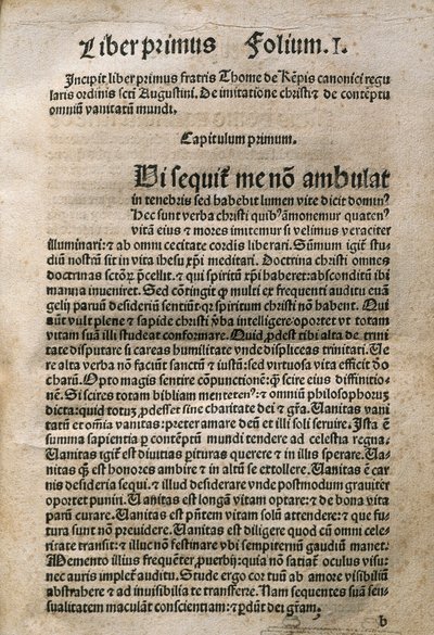 Tyskt prästerskap och mystisk poet. I "" Of Imitatione Christi "" av Thomas Hemerken THOMAS A KEMPIS (1380-1471), Leyden av Unknown artist
