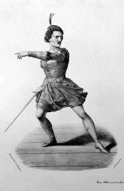 Gilbert-Louis Duprez (Gilbert Louis) i rollen som Arnoldo i operan "Guillaume Tell" (William Tell) av Gioacchino Rossini av Unknown artist