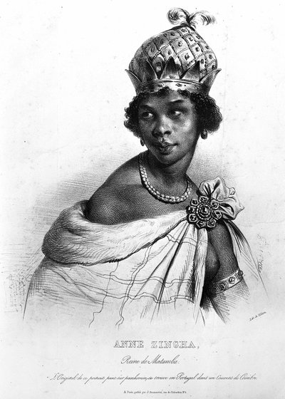 Ginga, Quilombola drottningen av Matamba och Angola. ANNE ZINGHA DROTTNING AV ANGOLA. (1587-1663). av Unknown artist