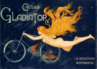 Gladiator-cyklar, ca 1905, reklamaffisch, Paris. Frankrike, 20-talet av Unknown artist
