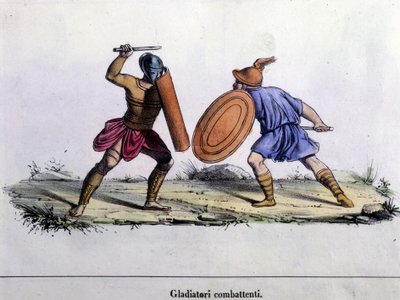 Gladiatorkamp. 1800-talsgravyr. av Unknown artist