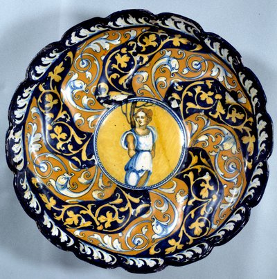 Godronnee fajans kopp dekorerad av en angelot. 1500-talets Paris, Louvren av Unknown artist