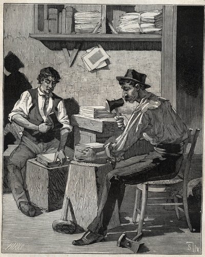 Guldvisp. Gravyr från 1885 i "" Les arts et metiers illustres"" av Adolphe BITARD. av Unknown artist