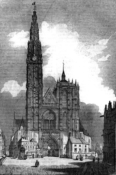 Gotisk arkitektur: utsikt över katedralen Notre Dame (Notre Dame) Antwerpen (gotisk stil av Unknown artist