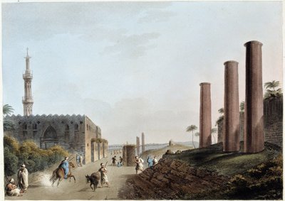 Granitpelare på portiken av canopus i det antika Alexandria - i "Utsikter i Egypten, Palestina och andra delar av det osmanska riket"" av Unknown artist
