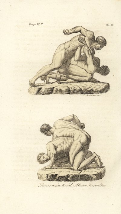 Grekiska idrottare som tävlar i kampsporten Pankration av Unknown artist