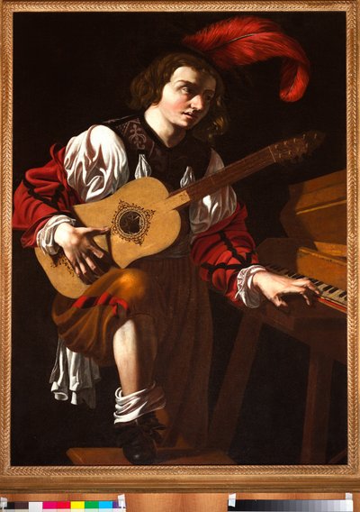 Gitarrspelare (olja på duk) av Unknown artist