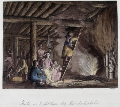 Bostad i Kamtschadales, Sibirien. I ""Den gamla och moderna kostymen"" av Unknown artist