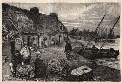 Poucheurs bostäder i Concarneau - Finistere - Breatgane - gravyr i "" PATRIE" - PECTURESSE BESKRIVNING AV FRANKRIKE I 6 BÅNGAR AV LUCIEN HUARD - slutet av 1800-talet av Unknown artist